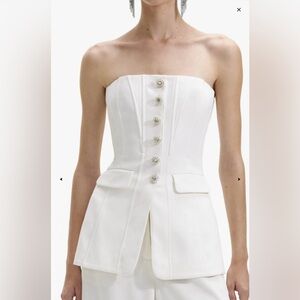 Self-Portrait White Embellished Midi Dress